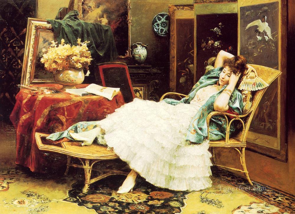 女性たちの休息 ジュリアス・ルブラン・スチュワート油絵
